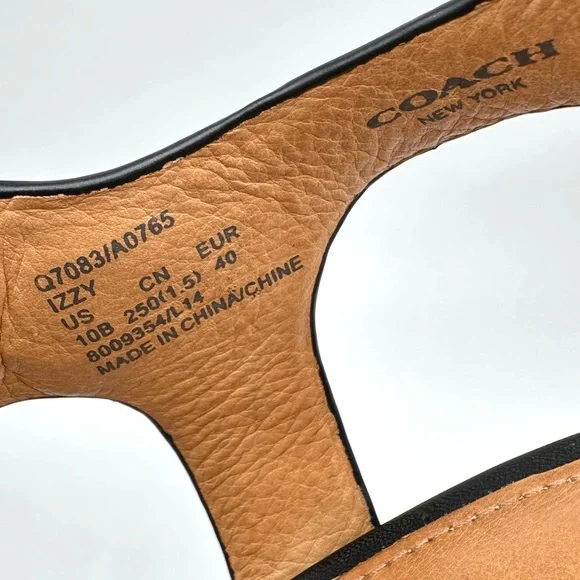 🎉COACH Izzy Leather Black Strappy Sandals 10 - Picture 7 of 16